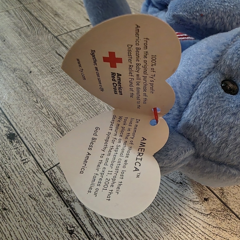 Ty America Blue Plush Bear Toy - Picture 2 of 4